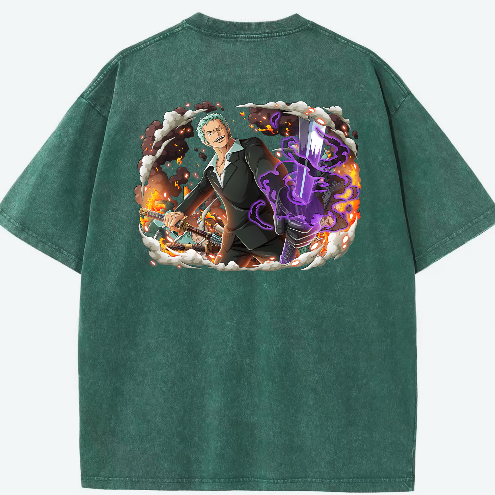 ワンピース ロロノア・ゾロ ONE PIECE Roronoa Zoro 綿100% ヴィンテージ風 半袖Tシャツ（背面プリント）